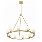 Arlo 10 Light Ring Chandelier 35", Soft Brass and Alabaster