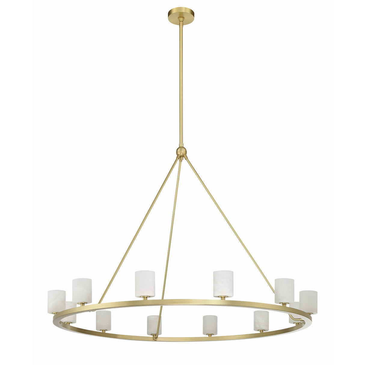 Arlo 12 Light Ring Chandelier 47", Soft Brass and Alabaster