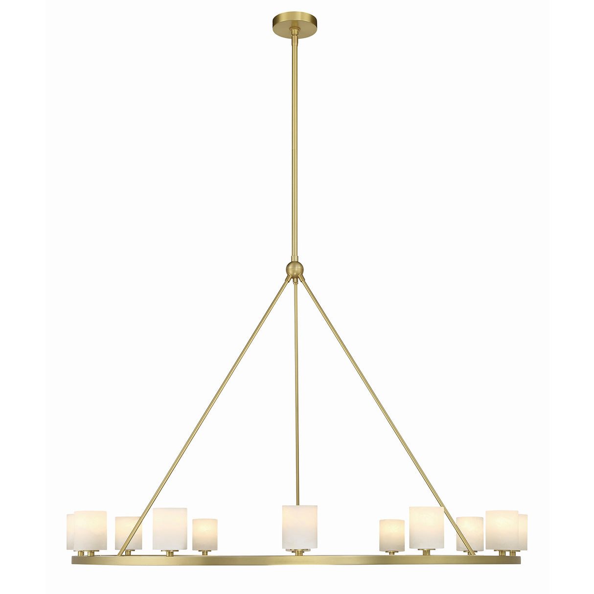 Arlo 12 Light Ring Chandelier 47", Soft Brass and Alabaster