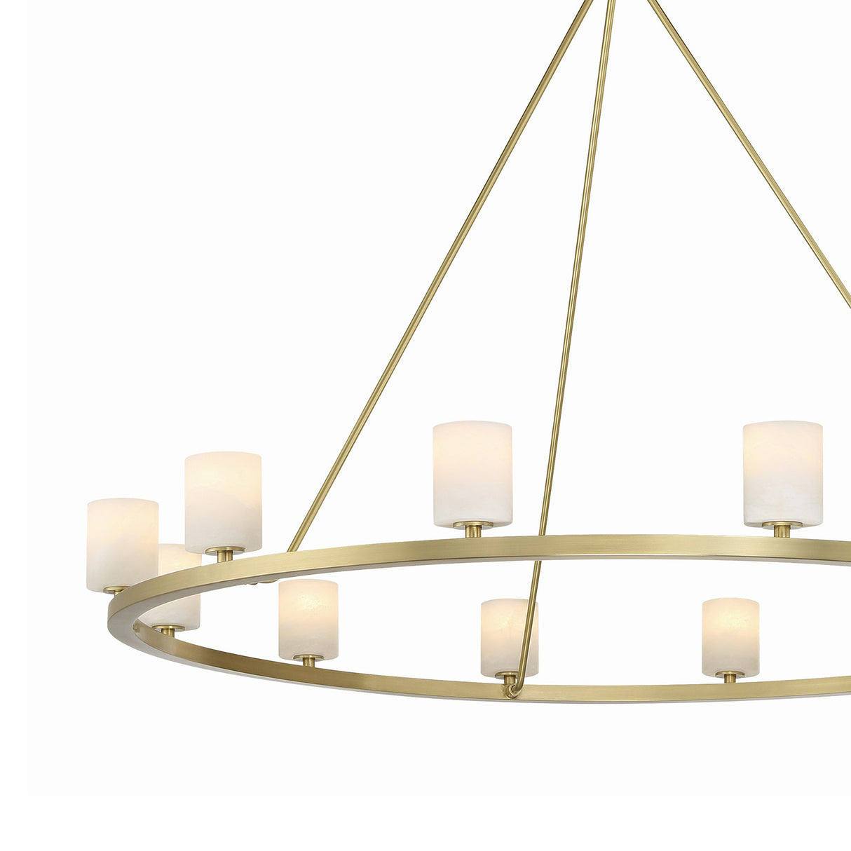 Arlo 12 Light Ring Chandelier 47", Soft Brass and Alabaster