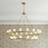 Arlo 30 Light Two-Tier Ring Chandelier 59", Soft Brass and Alabaster
