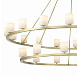 Arlo 30 Light Two-Tier Ring Chandelier 59", Soft Brass and Alabaster