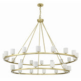 Arlo 30 Light Two-Tier Ring Chandelier 59", Soft Brass and Alabaster
