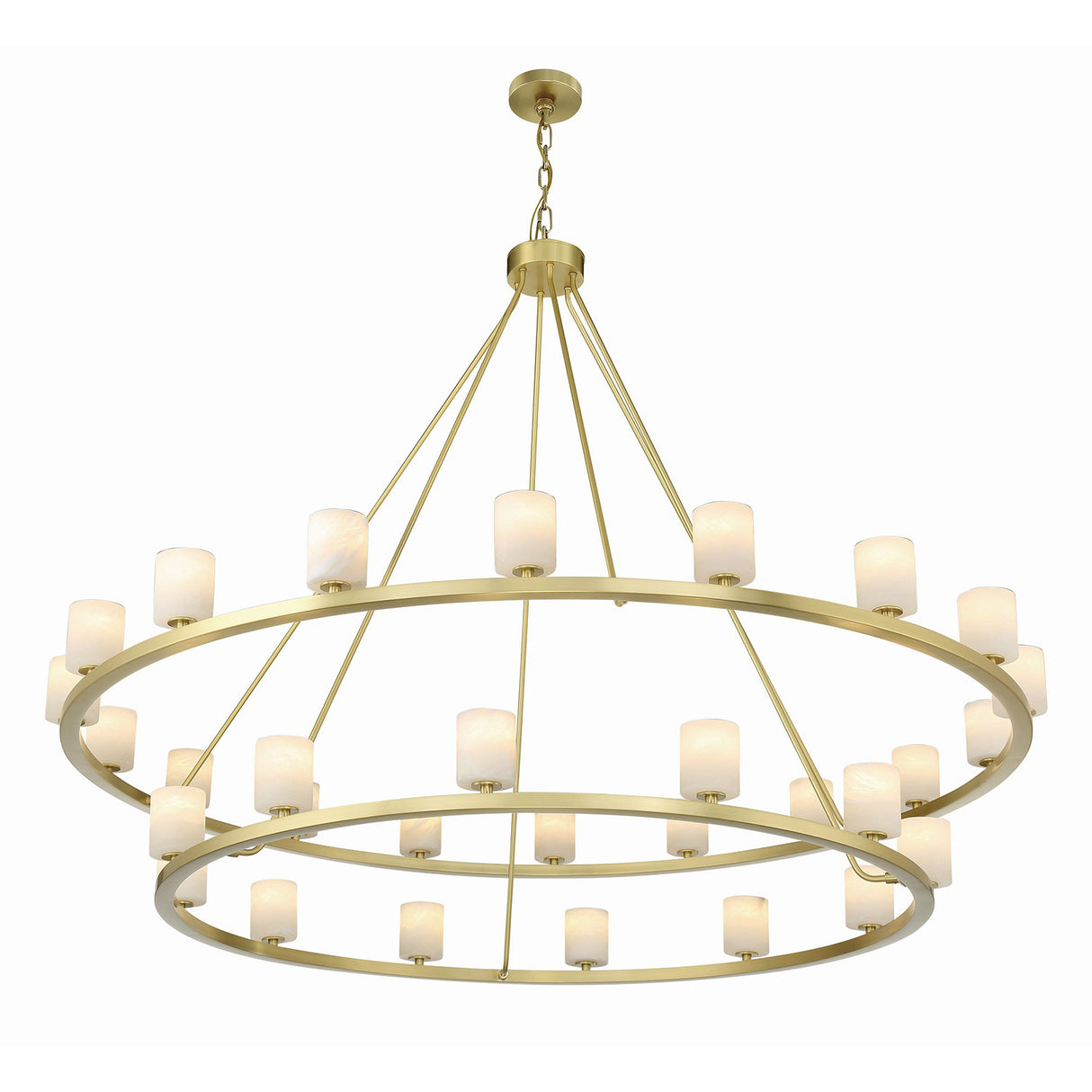 Arlo 30 Light Two-Tier Ring Chandelier 59", Soft Brass and Alabaster