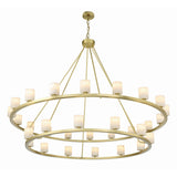 Arlo 30 Light Two-Tier Ring Chandelier 59", Soft Brass and Alabaster