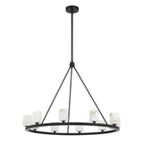 Arlo 10 Light Ring Chandelier 35", Matte Black and Alabaster