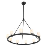 Arlo 10 Light Ring Chandelier 35", Matte Black and Alabaster