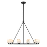 Arlo 10 Light Ring Chandelier 35", Matte Black and Alabaster