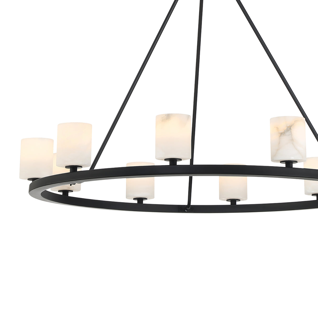 Arlo 10 Light Ring Chandelier 35", Matte Black and Alabaster