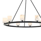 Arlo 10 Light Ring Chandelier 35", Matte Black and Alabaster
