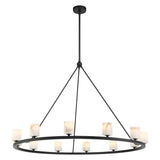 Arlo 12 Light Ring Chandelier 47", Matte Black and Alabaster
