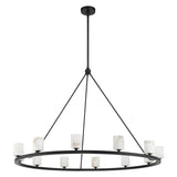 Arlo 12 Light Ring Chandelier 47", Matte Black and Alabaster