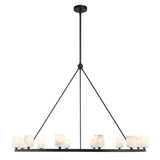 Arlo 12 Light Ring Chandelier 47", Matte Black and Alabaster