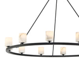 Arlo 12 Light Ring Chandelier 47", Matte Black and Alabaster