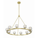 Silas 10 Light Ring Chandelier 36", Soft Brass and Faceted Crystal