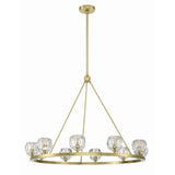Silas 10 Light Ring Chandelier 36", Soft Brass and Faceted Crystal