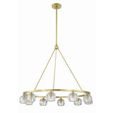 Silas 10 Light Ring Chandelier 36", Soft Brass and Faceted Crystal
