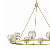 Silas 10 Light Ring Chandelier 36", Soft Brass and Faceted Crystal
