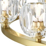 Silas 22 Light Two-Tier Ring Chandelier 48", Soft Brass and Faceted Crystal