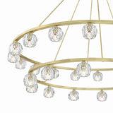 Silas 30 Light Two-Tier Ring Chandelier 60", Soft Brass and Faceted Crystal