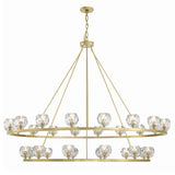 Silas 30 Light Two-Tier Ring Chandelier 60", Soft Brass and Faceted Crystal