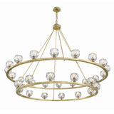 Silas 30 Light Two-Tier Ring Chandelier 60", Soft Brass and Faceted Crystal