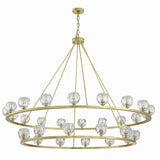Silas 30 Light Two-Tier Ring Chandelier 60", Soft Brass and Faceted Crystal