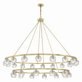 Silas 30 Light Two-Tier Ring Chandelier 60", Soft Brass and Faceted Crystal