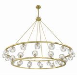 Silas 30 Light Two-Tier Ring Chandelier 60", Soft Brass and Faceted Crystal