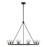Silas 10 Light Ring Chandelier 36", Matte Black and Faceted Crystal