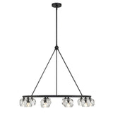 Silas 10 Light Ring Chandelier 36", Matte Black and Faceted Crystal
