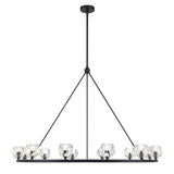 Silas 12 Light Ring Chandelier 48", Matte Black and Faceted Crystal