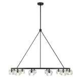 Silas 12 Light Ring Chandelier 48", Matte Black and Faceted Crystal