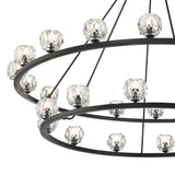 Silas 30 Light Two-Tier Ring Chandelier 60", Matte Black and Faceted Crystal