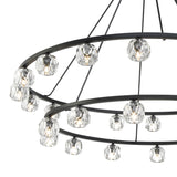 Silas 30 Light Two-Tier Ring Chandelier 60", Matte Black and Faceted Crystal