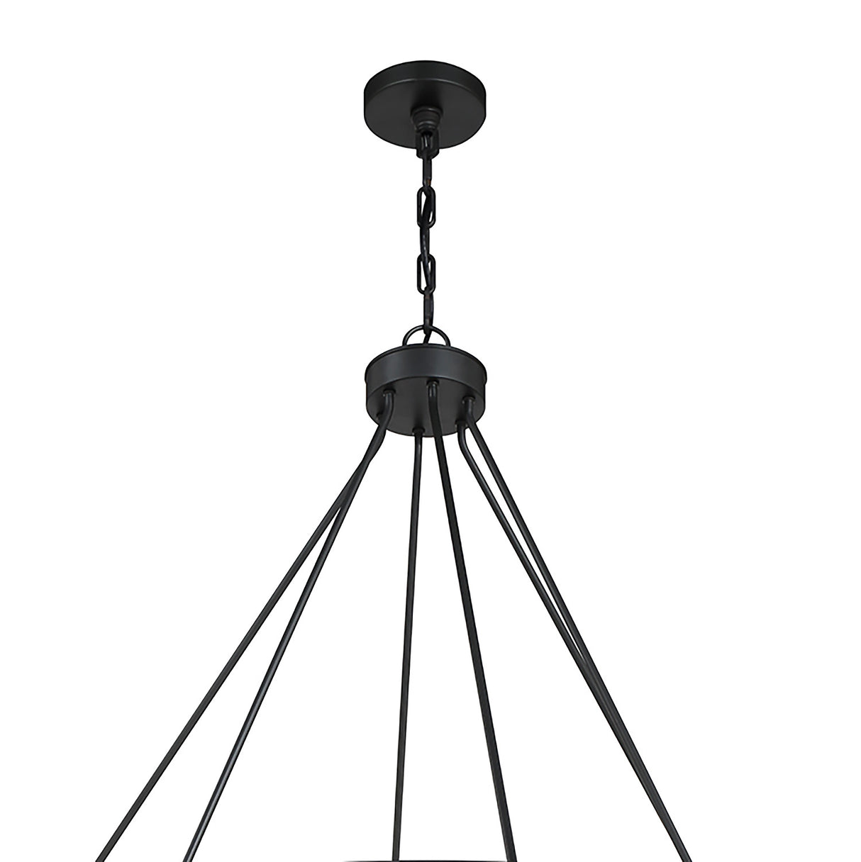 Silas 30 Light Two-Tier Ring Chandelier 60", Matte Black and Faceted Crystal