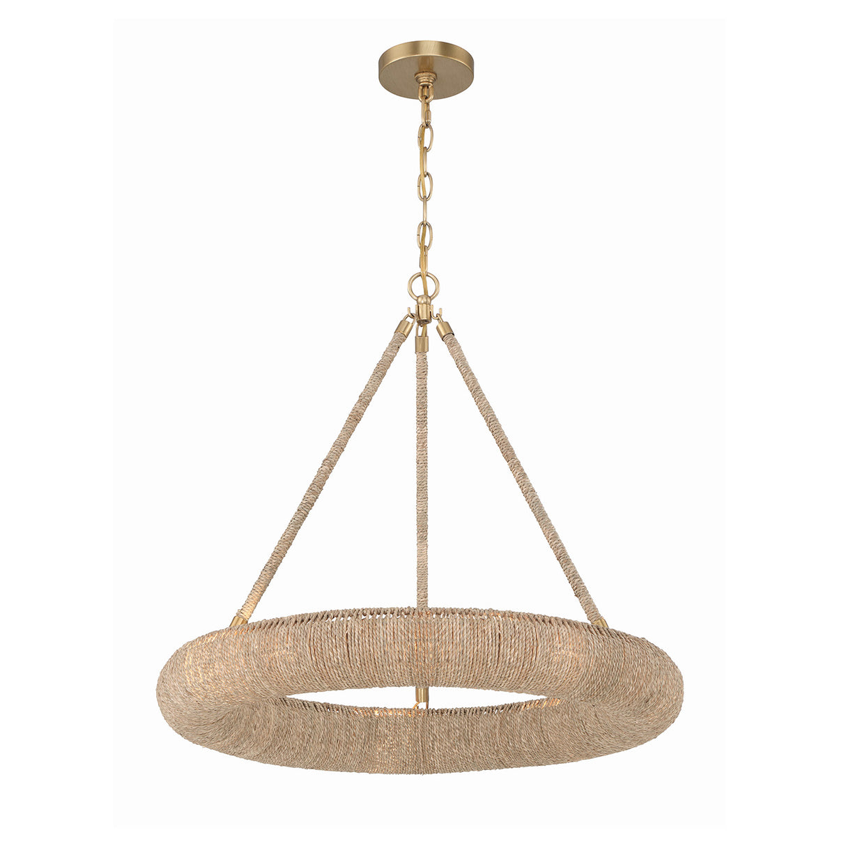 Seabrook LED Chandelier, Small 24", Lake Grass and Soft Brass