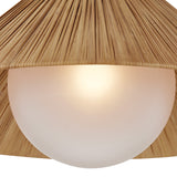 Fawn Medium Pendant 22", Patina Brass and Rattan with Opal Glass