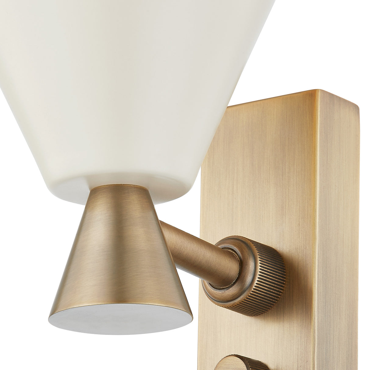 Ansel Plug-In Wall Sconce, Soft Sand and Patina Brass