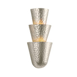 Hammered metal wall sconce in silver leaf finish