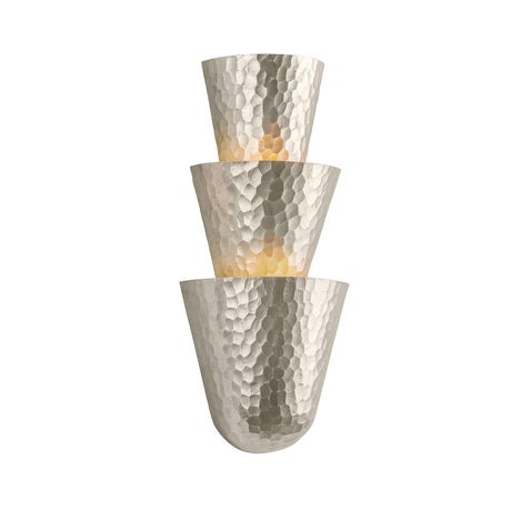 Hammered metal wall sconce in silver leaf finish