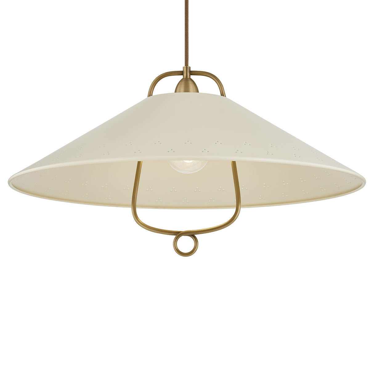Jerico Pull-Down Pendant 24", Soft Sand and Patina Brass