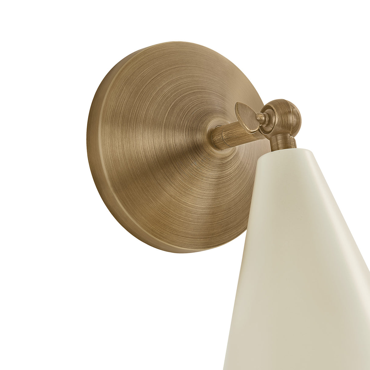 Jerico Adjustable Wall Sconce 13", Soft Sand and Patina Brass