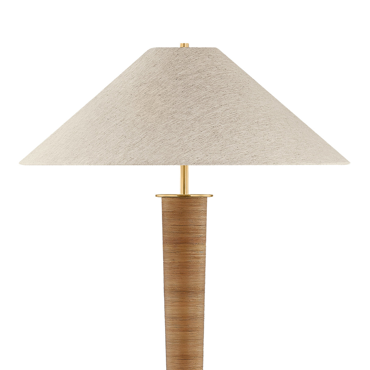 Arcadia Floor Lamp 68", Aged Brass and Rattan