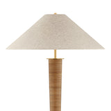 Arcadia Floor Lamp 68", Aged Brass and Rattan