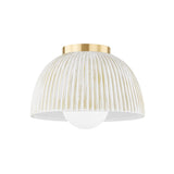 Pippa Flush Mount 12", Aged Brass and Rustic White