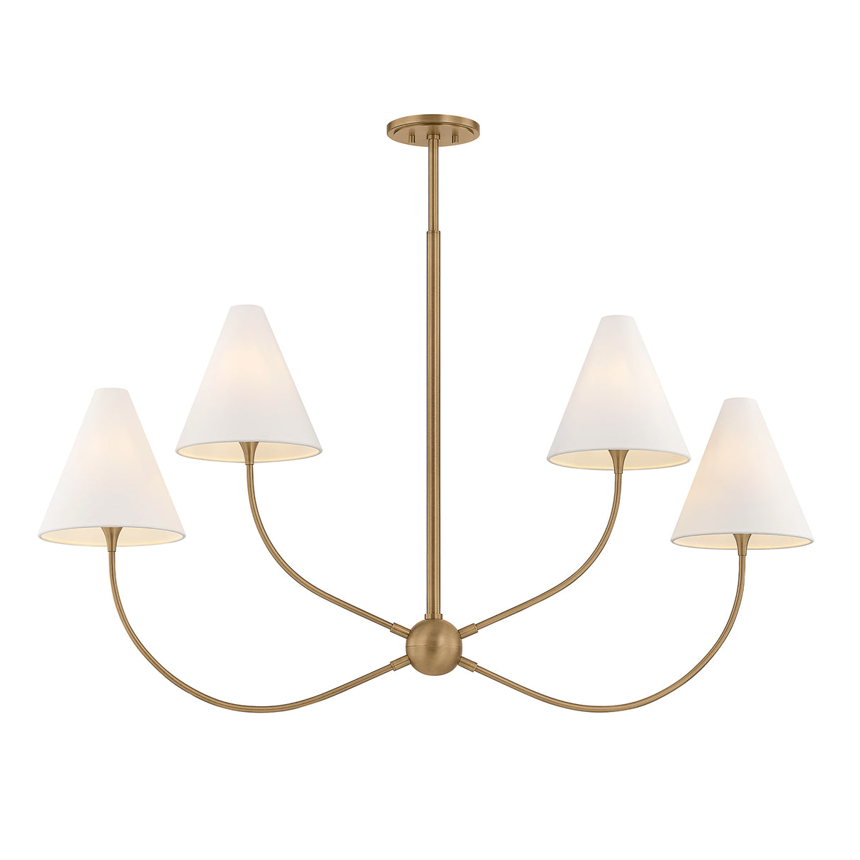 Yara 4 Light Linear Chandelier 48", Patina Brass