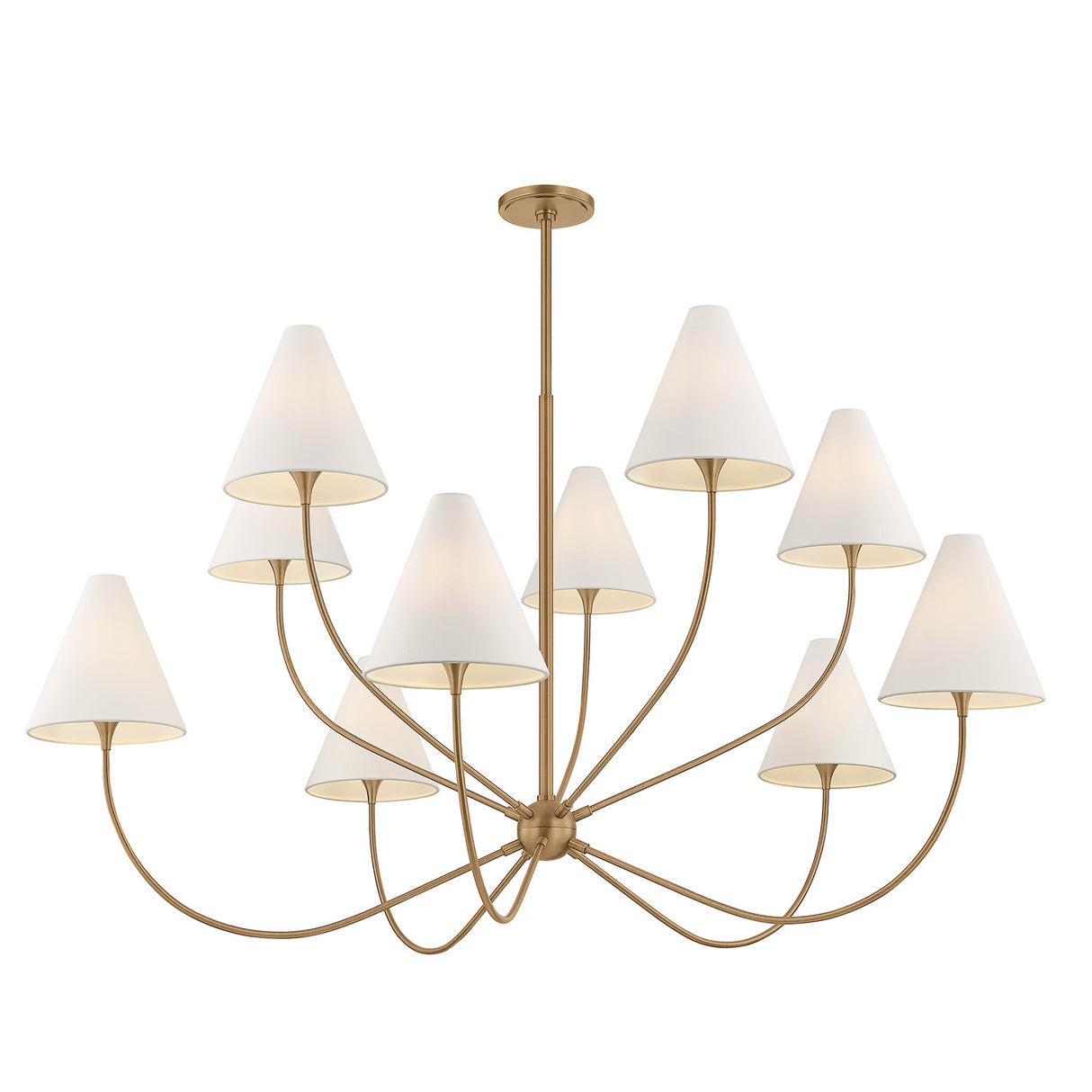 Yara 10 Light Chandelier 60", Patina Brass