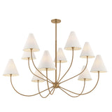 Yara 10 Light Chandelier 60", Patina Brass