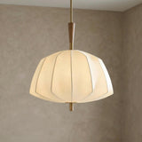 Winthrop Fabric Pendant, Medium, 20", Patina Brass and Wood